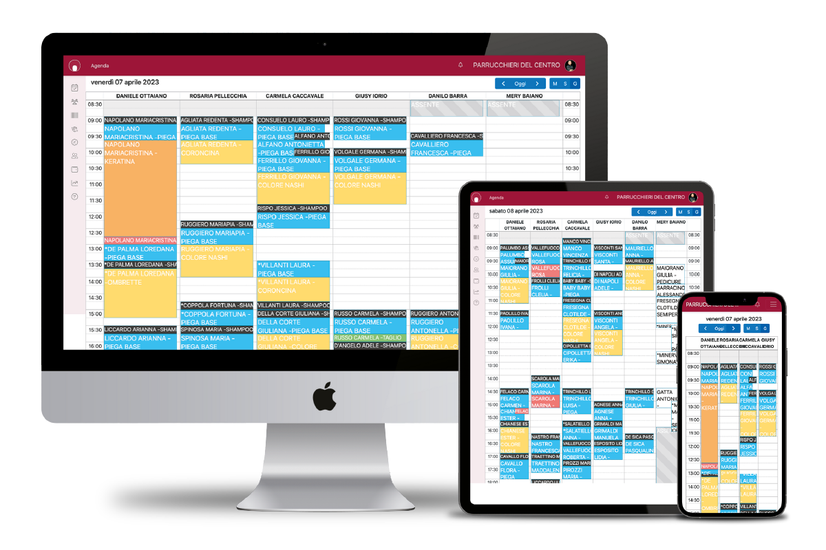 Agenda elettronica AgileHair per appuntamenti tramite pc, tablet e smartphone.